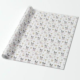 Cute Woodland Animal Doodle Pattern Wrapping Paper