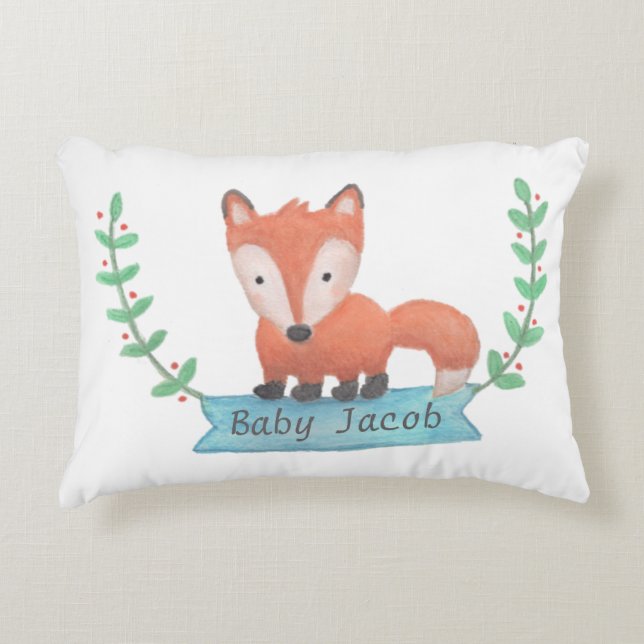 Cute Woodland Animal Fox Baby Nursery Throw Pillow (Front)