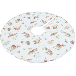 Cute Woodland Animal Friends Pattern Brushed Polyester Tree Skirt