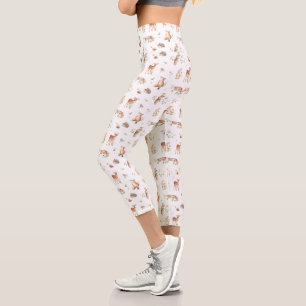 Cute Woodland Animal Friends Pattern Capri Leggings