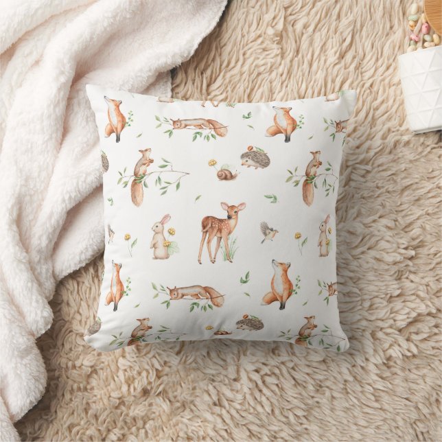 Cute Woodland Animal Friends Pattern Cushion (Blanket)