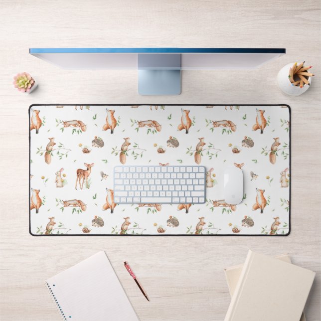 Cute Woodland Animal Friends Pattern Desk Mat (Office 1)