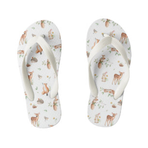 Cute Woodland Animal Friends Pattern Kid's Thongs