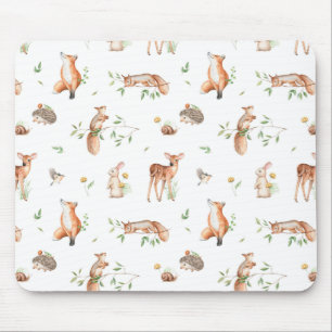 Cute Woodland Animal Friends Pattern Mouse Pad