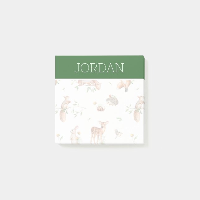 Cute Woodland Animal Friends Pattern Post-it Notes (Front)