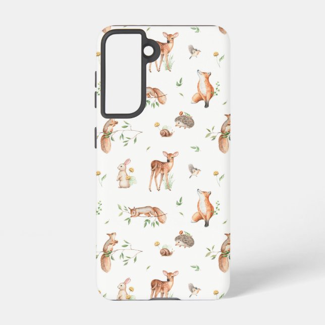 Cute Woodland Animal Friends Pattern Samsung Galaxy S21 Case (Back)