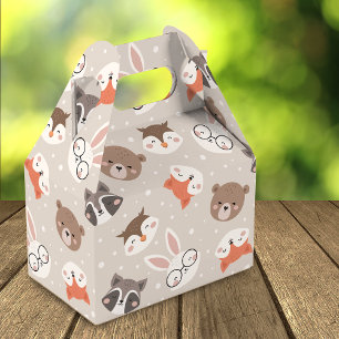 Cute Woodland Animal Kids Pattern Birthday Party Favour Box