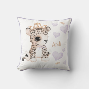 Cute Woodland Animal Leopard Name Crow Nursery Cushion