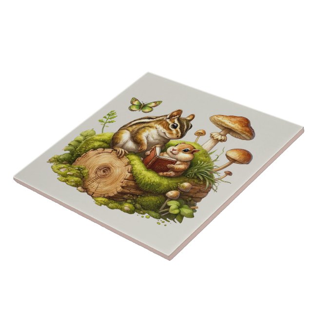 Cute woodland animal lovers  ceramic tile (Side)