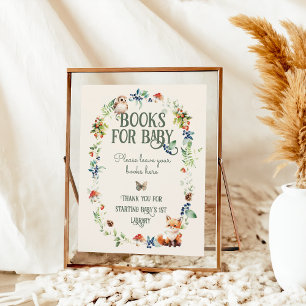 Cute Woodland Animal Neutral Baby Shower Books Poster