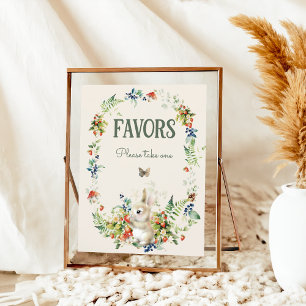 Cute Woodland Animal Neutral Baby Shower Favours Poster