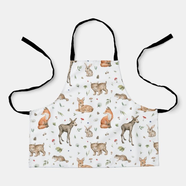 Cute Woodland Animal Pattern Apron (Front)