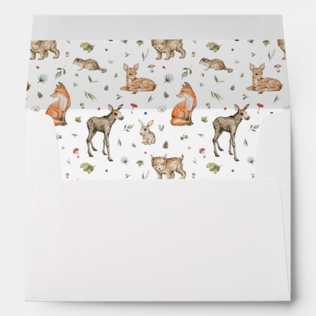 Cute Woodland Animal Pattern Envelope (Back (Bottom))