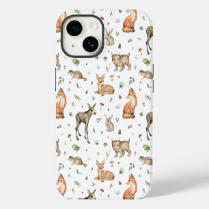 Cute Woodland Animal Pattern iPhone 14 Case