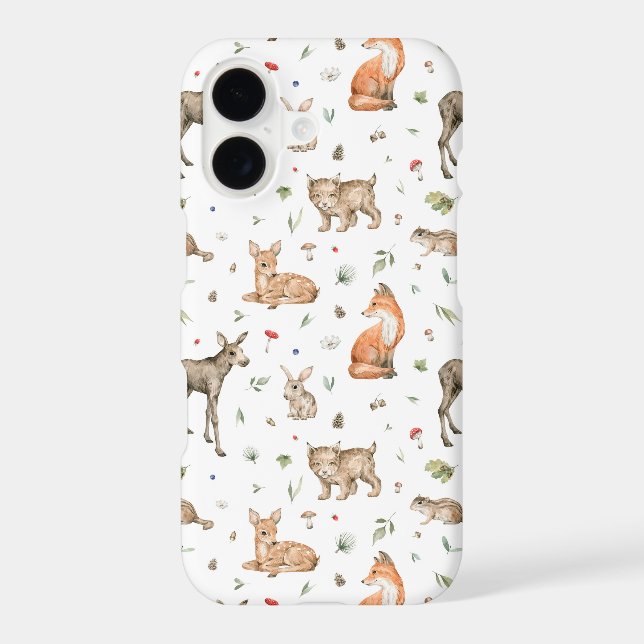 Cute Woodland Animal Pattern iPhone Case (Back)