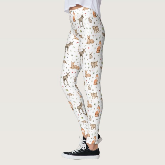 Cute Woodland Animal Pattern Leggings (Left)
