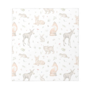 Cute Woodland Animal Pattern Notepad