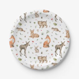 Cute Woodland Animal Pattern Paper Plate