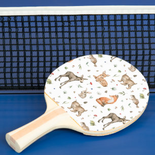 Cute Woodland Animal Pattern Ping Pong Paddle