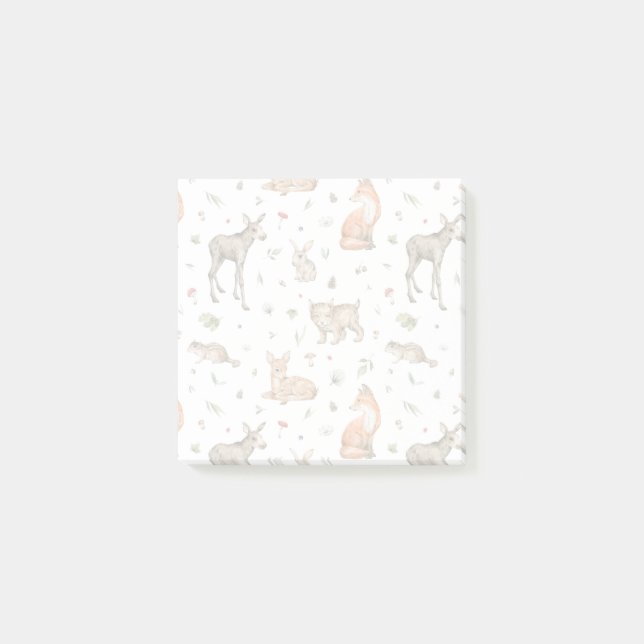 Cute Woodland Animal Pattern Post-it Notes (Front)