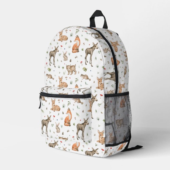 Cute Woodland Animal Pattern Printed Backpack (Back Corner Right)