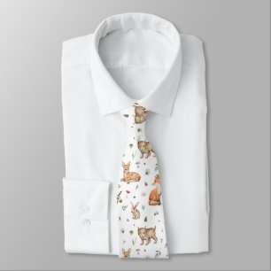 Cute Woodland Animal Pattern Tie