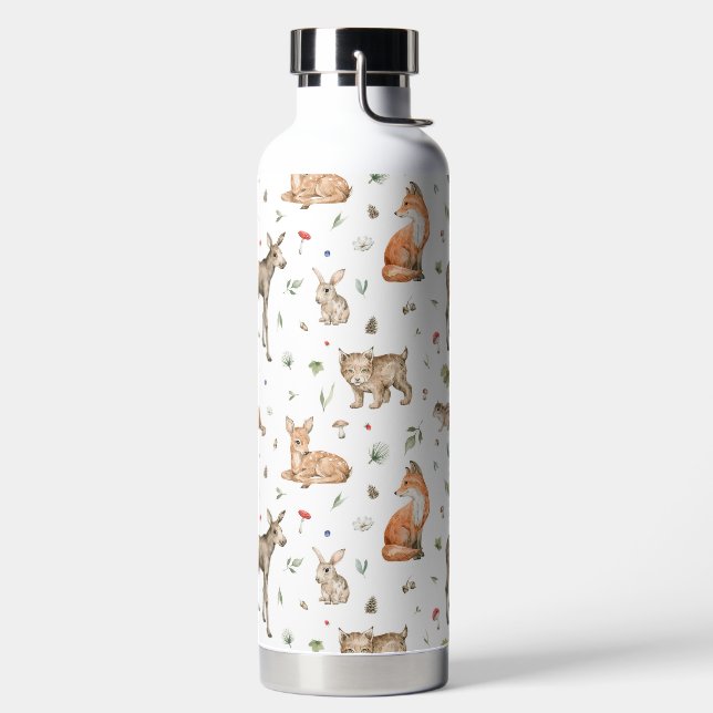 Cute Woodland Animal Pattern Water Bottle (Left)