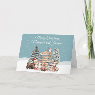 Cute Woodland Animal Scene Holiday Card