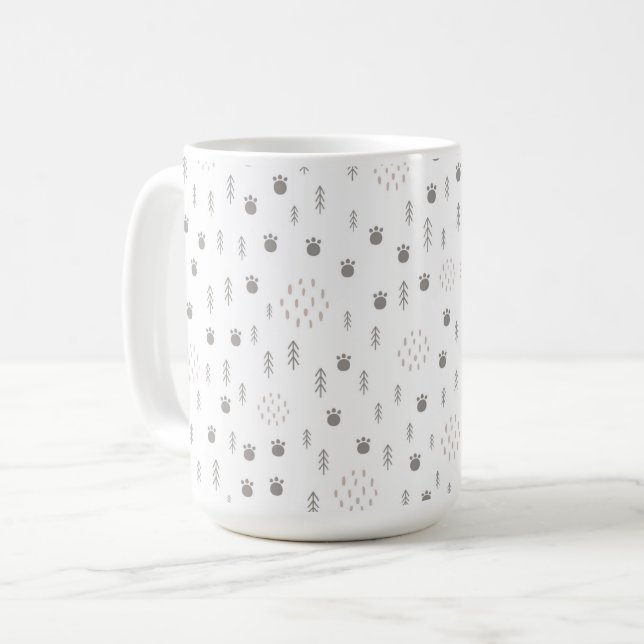 Cute Woodland Animal Track Pattern Coffee Mug (Front Left)