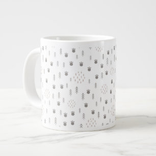 Cute Woodland Animal Track Pattern Large Coffee Mug