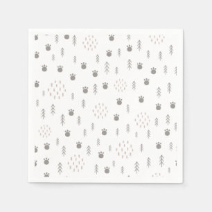 Cute Woodland Animal Track Pattern Napkin