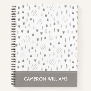 Cute Woodland Animal Track Pattern Notebook