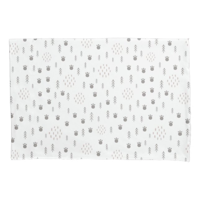Cute Woodland Animal Track Pattern Pillowcase (Front)