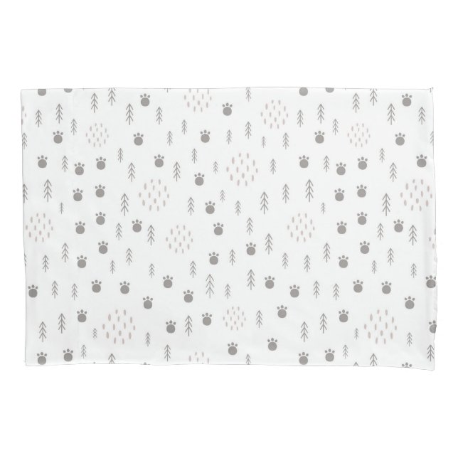 Cute Woodland Animal Track Pattern Pillowcase (Front)