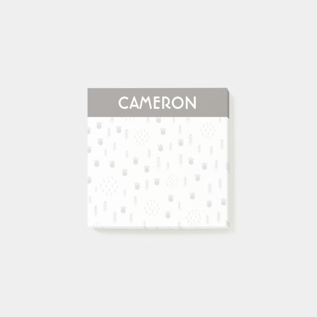 Cute Woodland Animal Track Pattern Post-it Notes (Front)