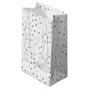 Cute Woodland Animal Track Pattern Small Gift Bag