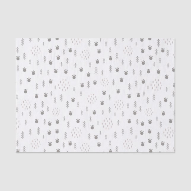 Cute Woodland Animal Track Pattern Tissue Paper (Front)