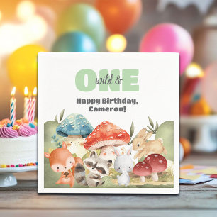Cute Woodland Animals 1st Birthday Party Napkin