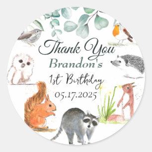 Cute Woodland Animals 1st Birthday Wild One  Classic Round Sticker