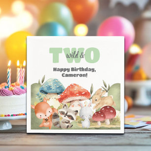 Cute Woodland Animals 2nd Birthday Party Napkin