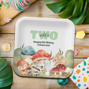 Cute Woodland Animals 2nd Birthday Party Paper Plate