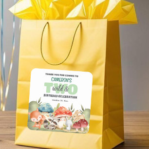 Cute Woodland Animals 2nd Birthday Party  Square Sticker