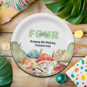 Cute Woodland Animals 4th Birthday Party Paper Plate