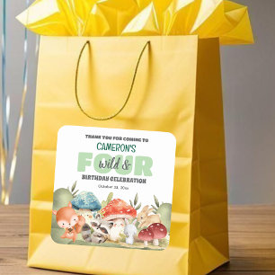 Cute Woodland Animals 4th Birthday Party  Square Sticker