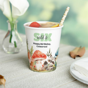 Cute Woodland Animals 6th Birthday Party Paper Cups
