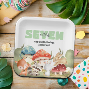 Cute Woodland Animals 7th Birthday Party Paper Plate