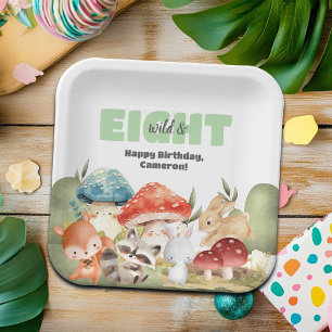 Cute Woodland Animals 8th Birthday Party Paper Plate