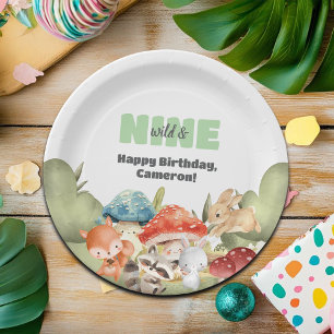 Cute Woodland Animals 9th Birthday Party Paper Plate