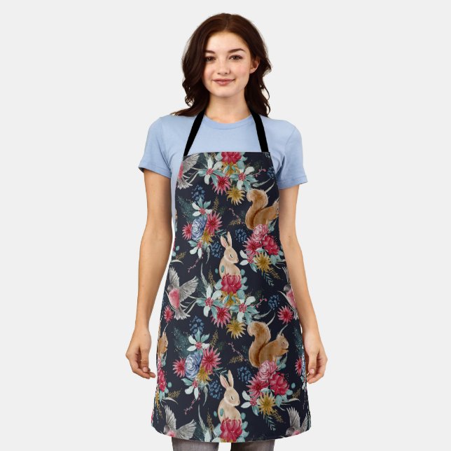 Cute Woodland Animals All Over Print Apron (Worn)