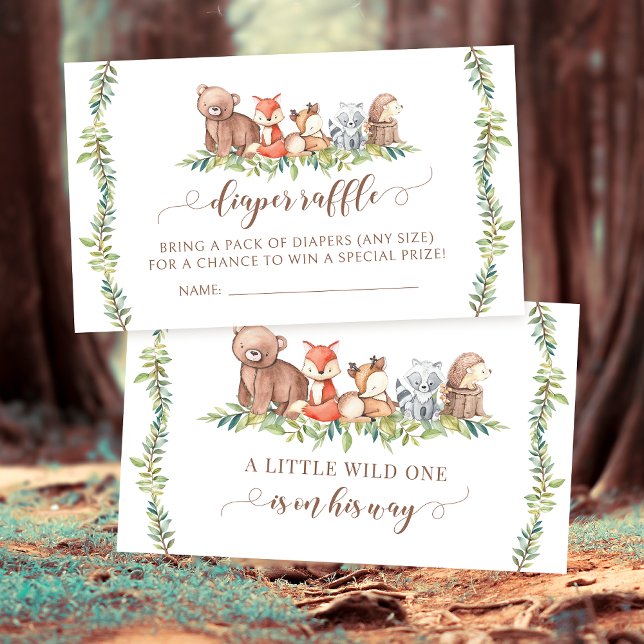 Cute woodland animals baby boy diaper raffle cards (Creator Uploaded)
